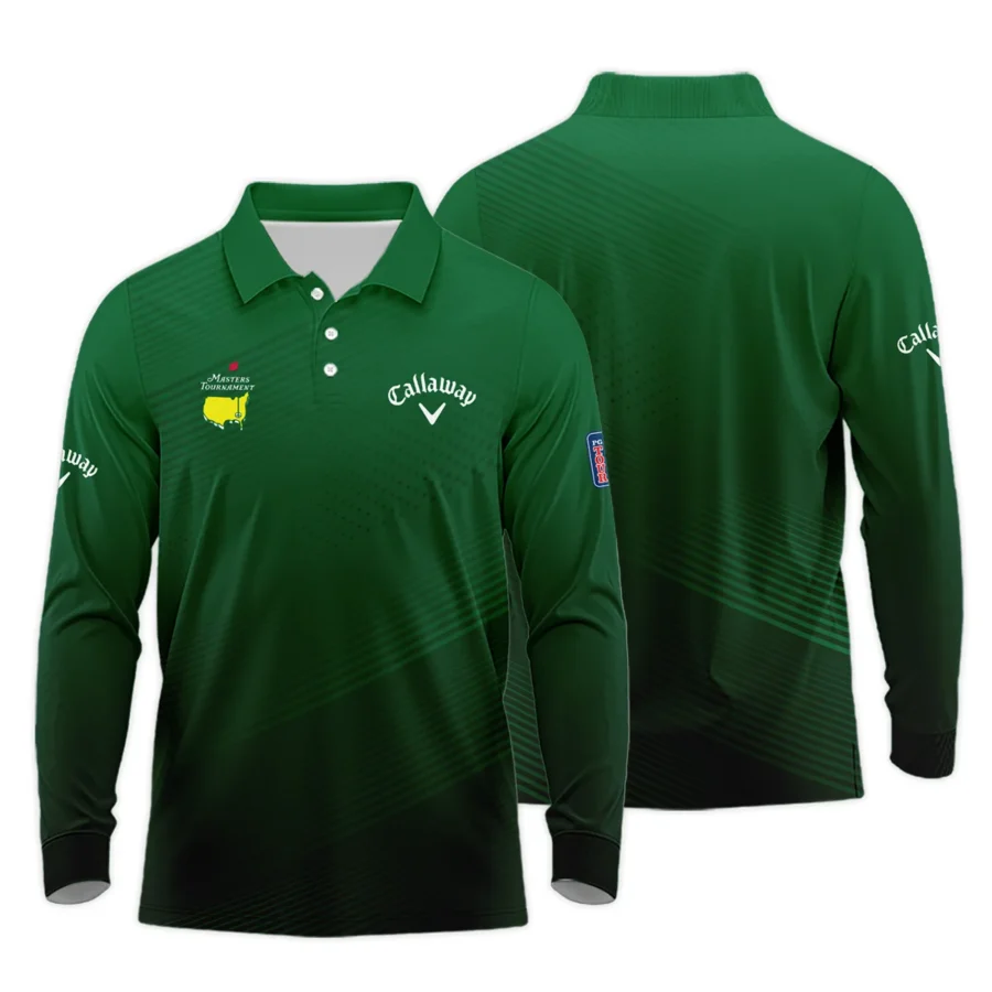 Masters Tournament Stripe Gradient Dark Green Abstract Pattern Callaway Long Polo Shirt Style Classic Long Polo Shirt For Men