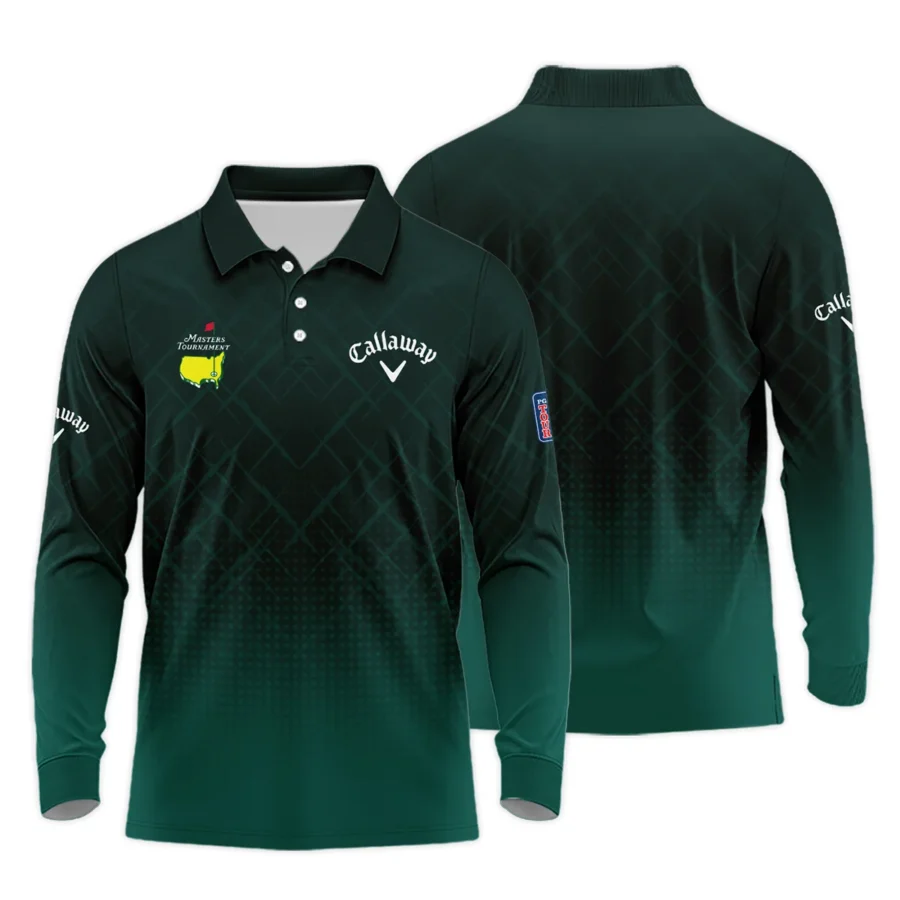 Callaway Masters Tournament Sport Jersey Pattern Dark Green Long Polo Shirt Style Classic Long Polo Shirt For Men