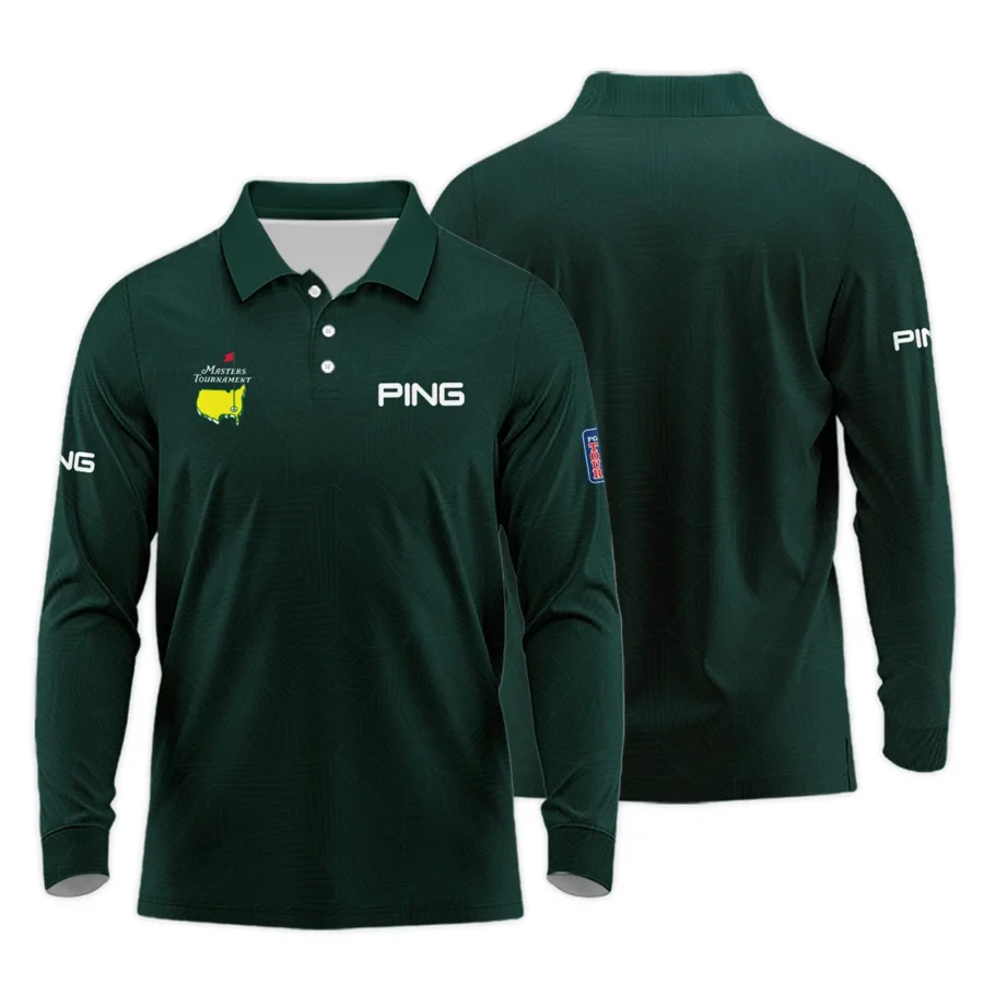 Masters Tournament Ping Pattern Sport Jersey Dark Green Long Polo Shirt Style Classic Long Polo Shirt For Men