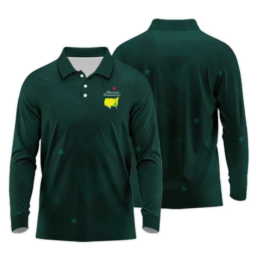 Stars Dark Green Golf Masters Tournament Long Polo Shirt Style Classic Long Polo Shirt For Men