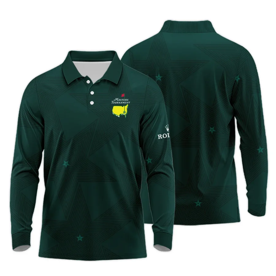 Stars Dark Green Golf Masters Tournament Rolex Long Polo Shirt Style Classic Long Polo Shirt For Men