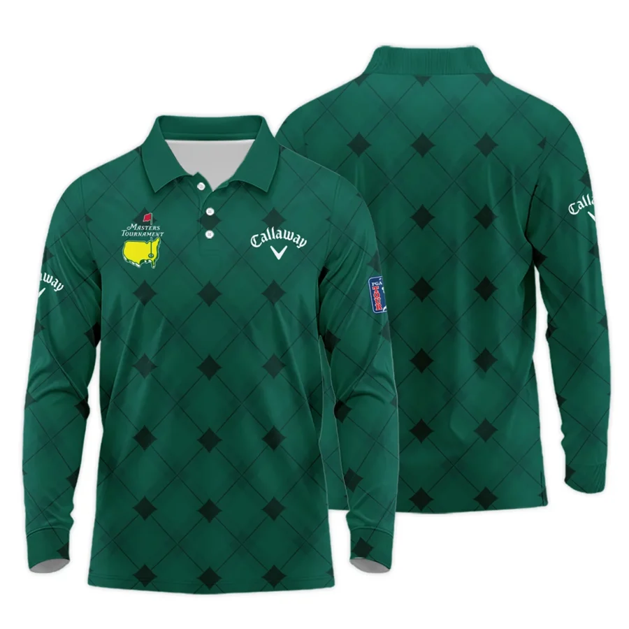 Golf Masters Tournament Green Argyle Pattern Callaway Long Polo Shirt Style Classic Long Polo Shirt For Men