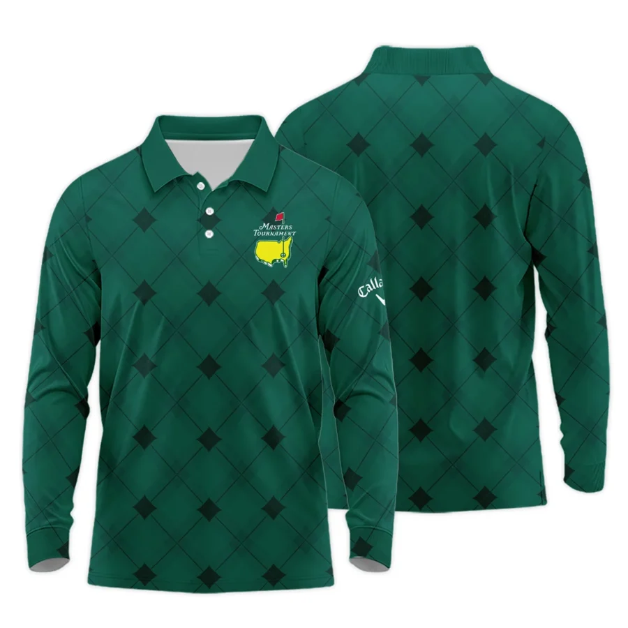 Golf Masters Tournament Green Argyle Pattern Callaway Long Polo Shirt Style Classic Long Polo Shirt For Men