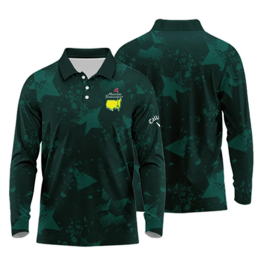 Dark Green Grunge Stars Pattern Golf Masters Tournament Callaway Long Polo Shirt Style Classic Long Polo Shirt For Men