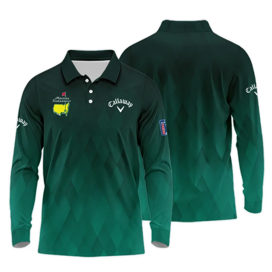 Gradient Dark Green Geometric Pattern Masters Tournament Callaway Long Polo Shirt Style Classic Long Polo Shirt For Men