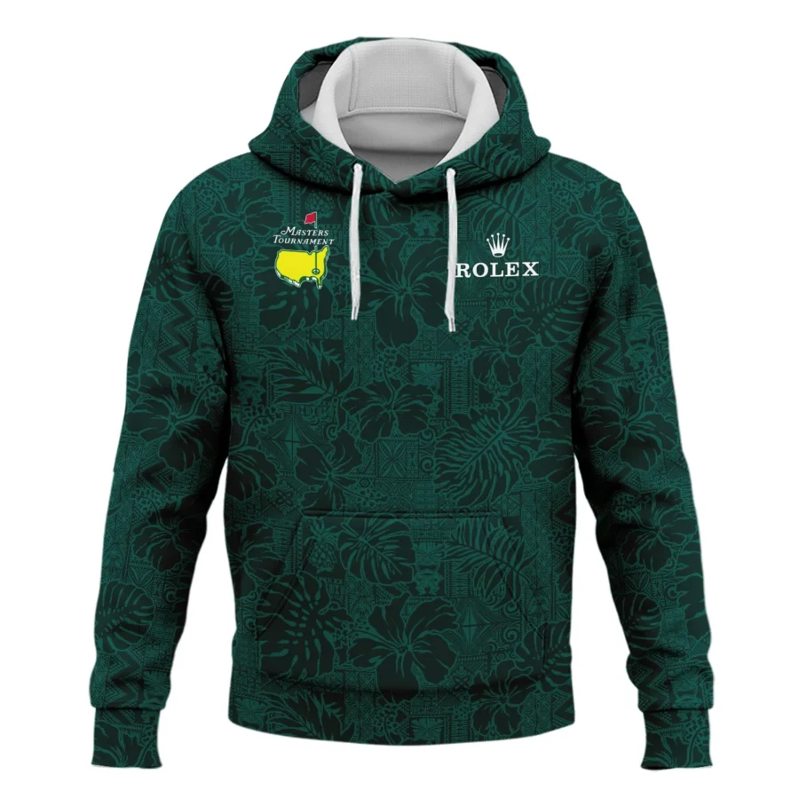 Hibiscus And Tropical Leaves With Tribal Elements Pattern Golf Masters Tournament Rolex Hoodie Shirt Style Classic Hoodie Shirt