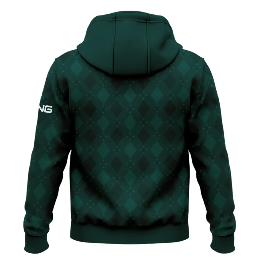 Dark Green Argyle Plaid Pattern Golf Masters Tournament Ping Zipper Hoodie Shirt Style Classic Zipper Hoodie Shirt