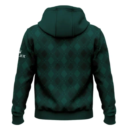 Dark Green Argyle Plaid Pattern Golf Masters Tournament Rolex Zipper Hoodie Shirt Style Classic Zipper Hoodie Shirt