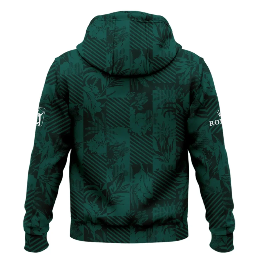 Tropical Leaves ,Foliage With Geometric Stripe Pattern Golf Masters Tournament Rolex Zipper Hoodie Shirt Style Classic Zipper Hoodie Shirt