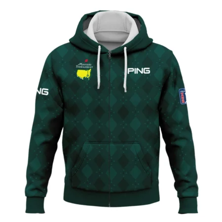 Dark Green Argyle Plaid Pattern Golf Masters Tournament Ping Zipper Hoodie Shirt Style Classic Zipper Hoodie Shirt