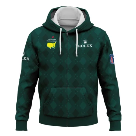 Dark Green Argyle Plaid Pattern Golf Masters Tournament Rolex Zipper Hoodie Shirt Style Classic Zipper Hoodie Shirt