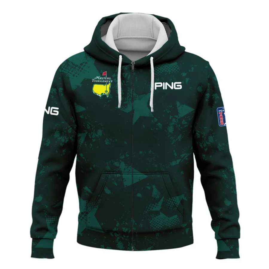 Dark Green Grunge Stars Pattern Golf Masters Tournament Ping Zipper Hoodie Shirt Style Classic Zipper Hoodie Shirt