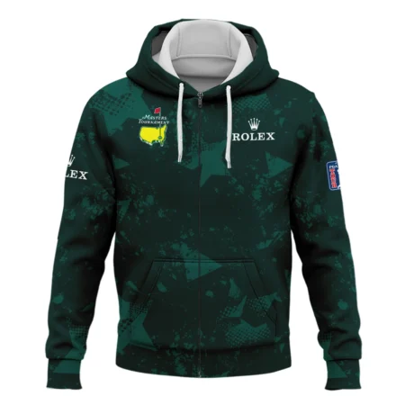 Dark Green Grunge Stars Pattern Golf Masters Tournament Rolex Zipper Hoodie Shirt Style Classic Zipper Hoodie Shirt