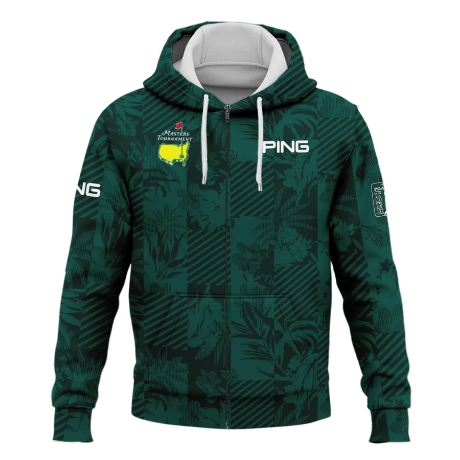 Tropical Leaves ,Foliage With Geometric Stripe Pattern Golf Masters Tournament Ping Zipper Hoodie Shirt Style Classic Zipper Hoodie Shirt