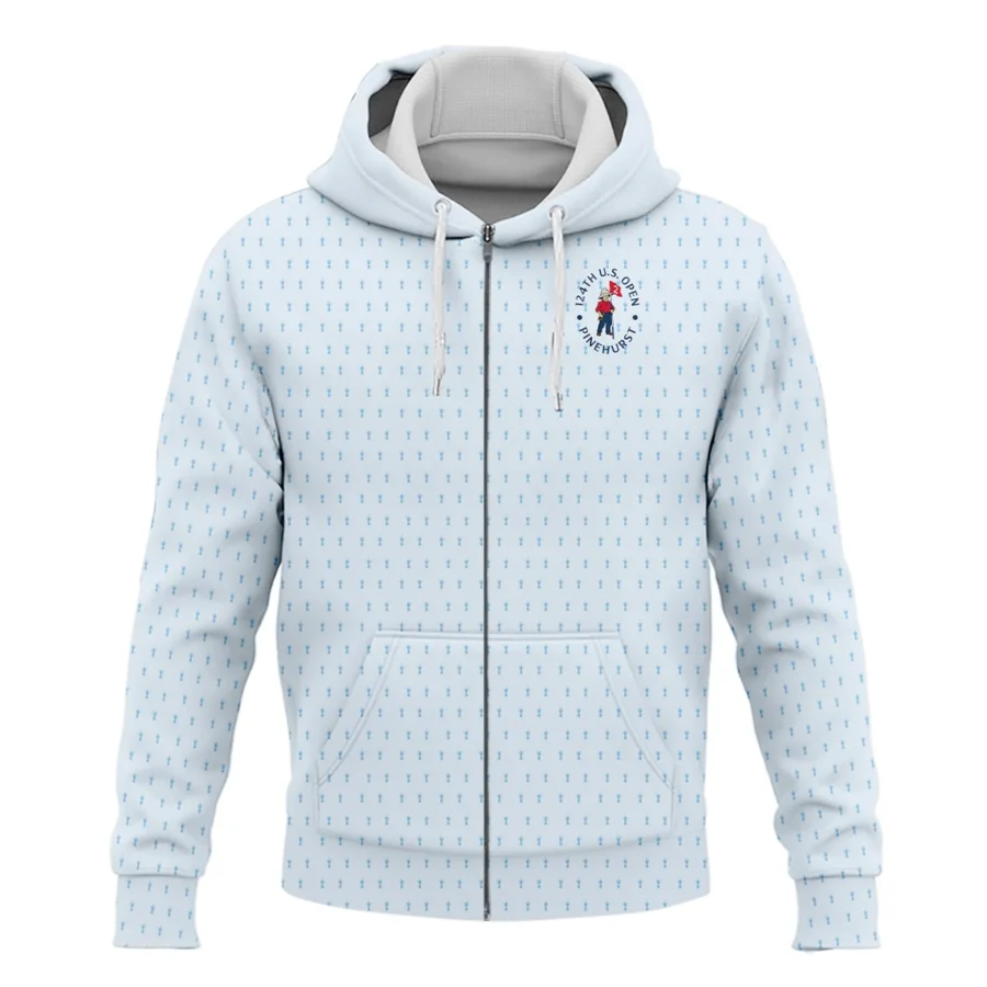 Golf Pattern Cup Light Blue Green 124th U.S. Open Pinehurst Zipper Hoodie Shirt Style Classic Zipper Hoodie Shirt