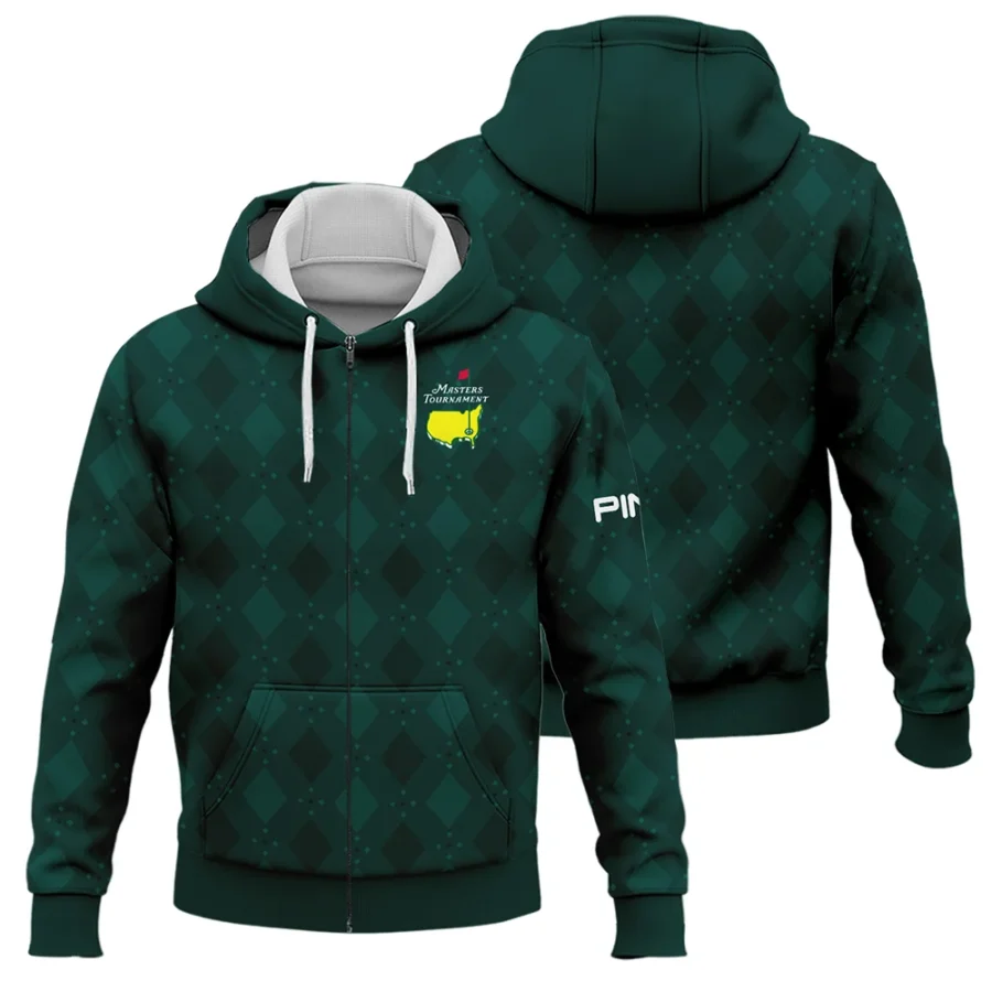 Dark Green Argyle Plaid Pattern Golf Masters Tournament Ping Zipper Hoodie Shirt Style Classic Zipper Hoodie Shirt