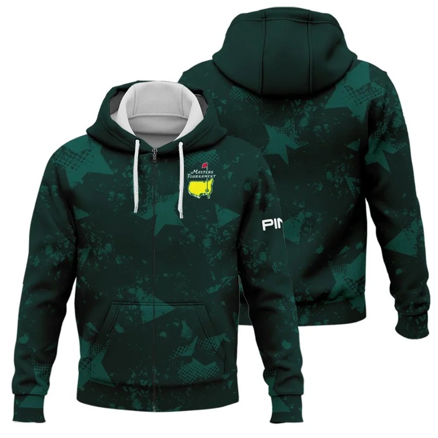 Dark Green Grunge Stars Pattern Golf Masters Tournament Ping Zipper Hoodie Shirt Style Classic Zipper Hoodie Shirt