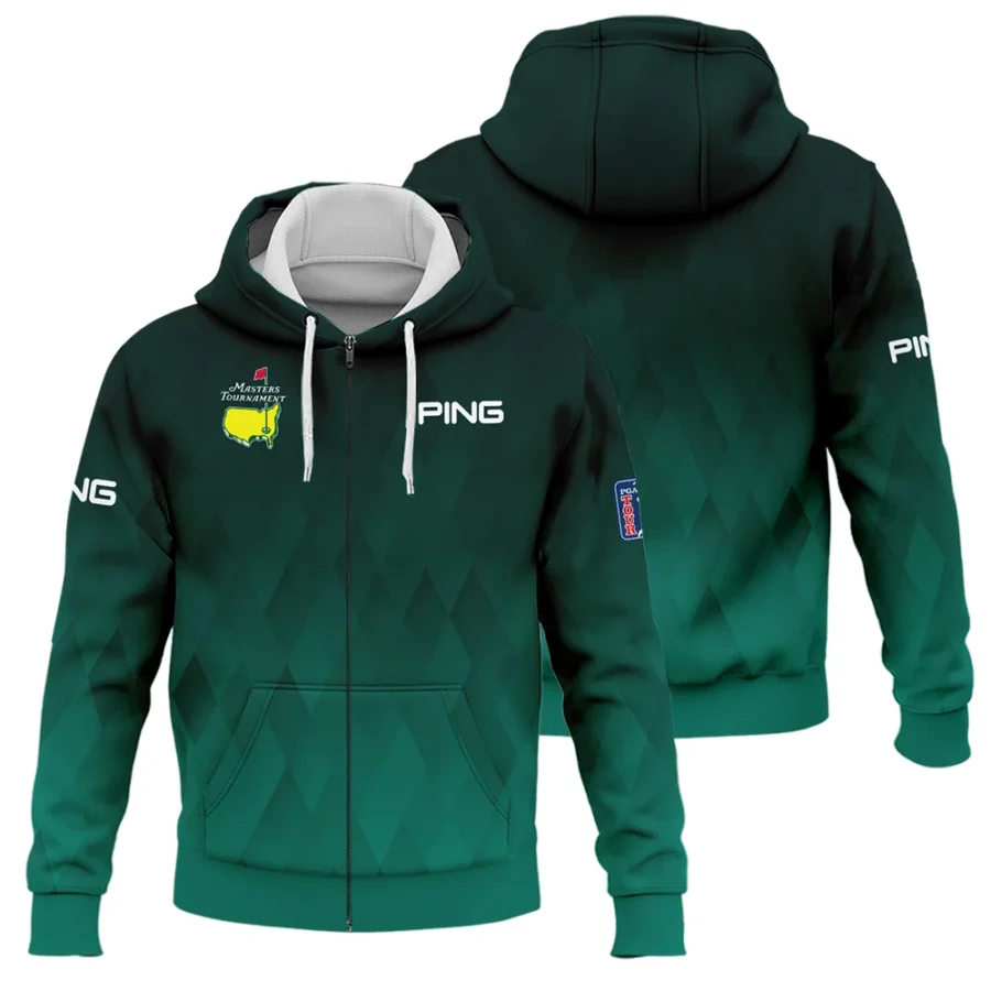 Gradient Dark Green Geometric Pattern Masters Tournament Ping Zipper Hoodie Shirt Style Classic Zipper Hoodie Shirt