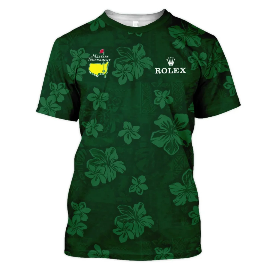 Hawaiian Tribal Elements And Hibiscus Flowers Patchwork Golf Masters Tournament Rolex Unisex T-Shirt Style Classic T-Shirt