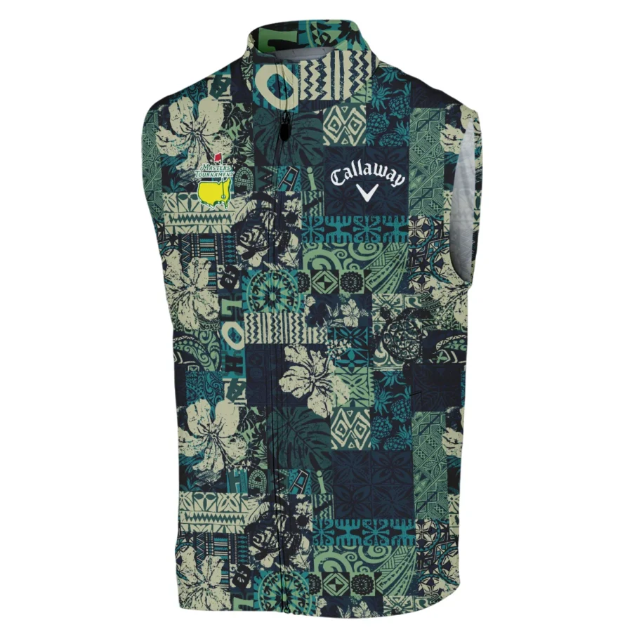 Masters Tournament Hawaiian Hibiscus And Tribal Element Fabric Callaway Sleeveless Jacket Style Classic Sleeveless Jacket