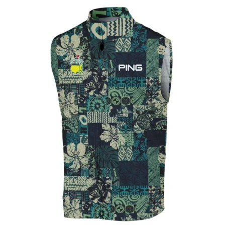 Masters Tournament Hawaiian Hibiscus And Tribal Element Fabric Ping Sleeveless Jacket Style Classic Sleeveless Jacket