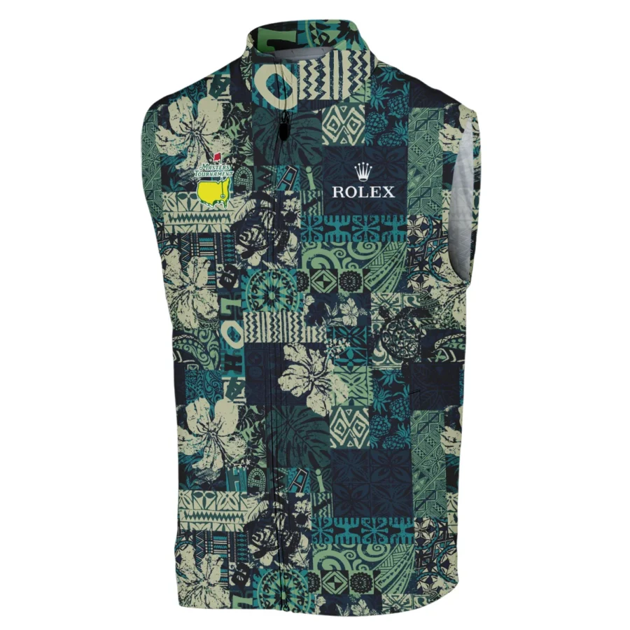 Masters Tournament Hawaiian Hibiscus And Tribal Element Fabric Rolex Sleeveless Jacket Style Classic Sleeveless Jacket