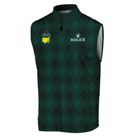 Dark Green Argyle Plaid Pattern Golf Masters Tournament Rolex Sleeveless Jacket Style Classic Sleeveless Jacket