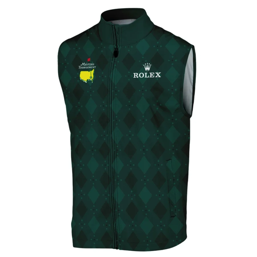 Dark Green Argyle Plaid Pattern Golf Masters Tournament Rolex Sleeveless Jacket Style Classic Sleeveless Jacket