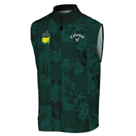 Tropical Leaves ,Foliage With Geometric Stripe Pattern Golf Masters Tournament Callaway Sleeveless Jacket Style Classic Sleeveless Jacket