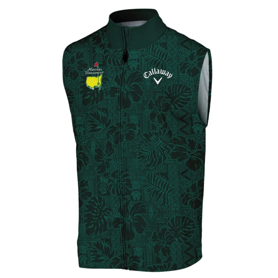 Hibiscus And Tropical Leaves With Tribal Elements Pattern Golf Masters Tournament Callaway Sleeveless Jacket Style Classic Sleeveless Jacket