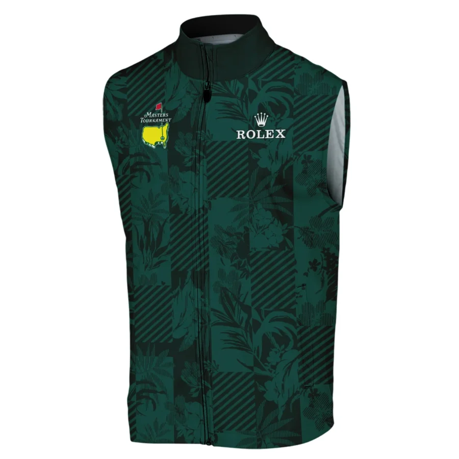 Tropical Leaves ,Foliage With Geometric Stripe Pattern Golf Masters Tournament Rolex Sleeveless Jacket Style Classic Sleeveless Jacket