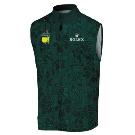 Hibiscus And Tropical Leaves With Tribal Elements Pattern Golf Masters Tournament Rolex Sleeveless Jacket Style Classic Sleeveless Jacket