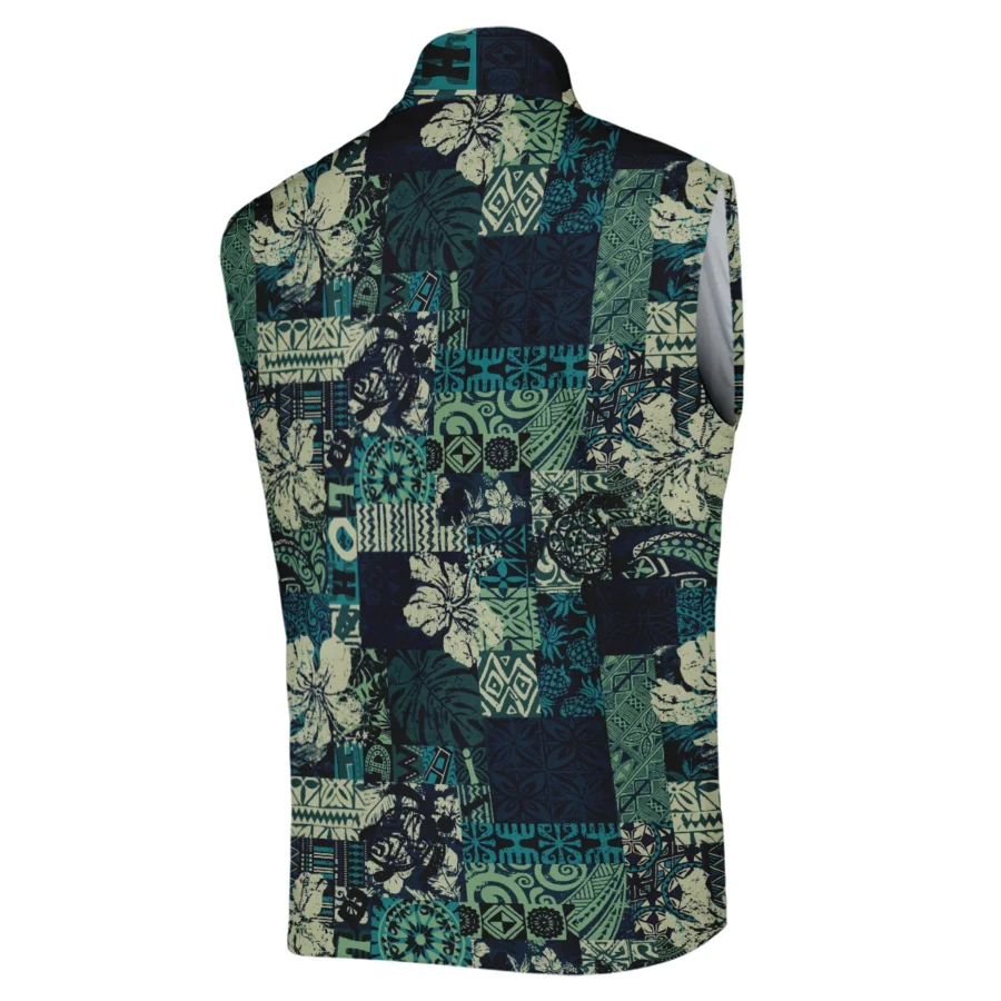 Masters Tournament Hawaiian Hibiscus And Tribal Element Fabric Rolex Sleeveless Jacket Style Classic Sleeveless Jacket