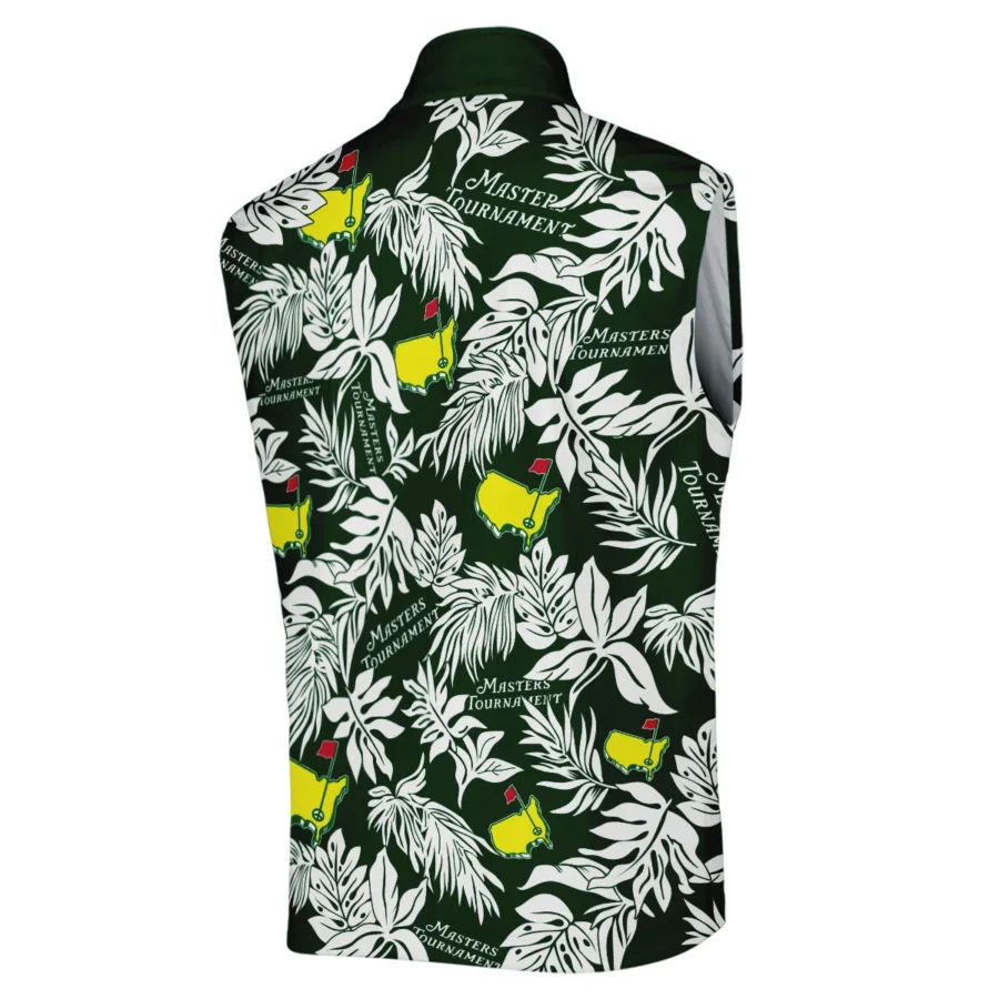 Hawaiian Tropical Leaves Pattern Golf Masters Tournament Sleeveless Jacket Style Classic Sleeveless Jacket