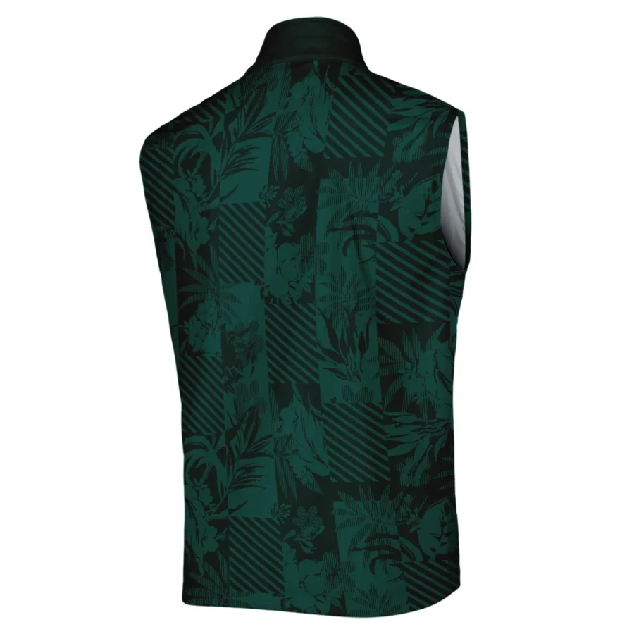 Tropical Leaves ,Foliage With Geometric Stripe Pattern Golf Masters Tournament Callaway Sleeveless Jacket Style Classic Sleeveless Jacket