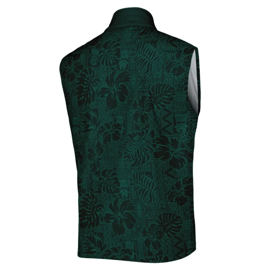 Hibiscus And Tropical Leaves With Tribal Elements Pattern Golf Masters Tournament Callaway Sleeveless Jacket Style Classic Sleeveless Jacket