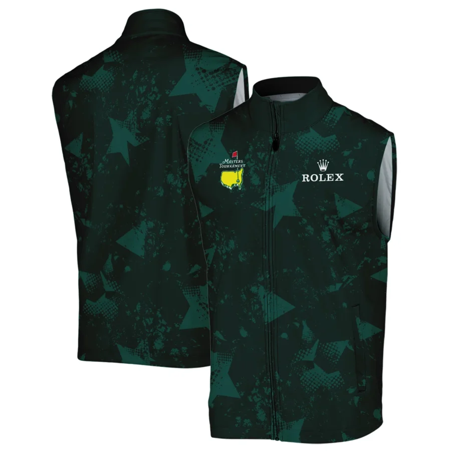 Dark Green Grunge Stars Pattern Golf Masters Tournament Rolex Sleeveless Jacket Style Classic Sleeveless Jacket