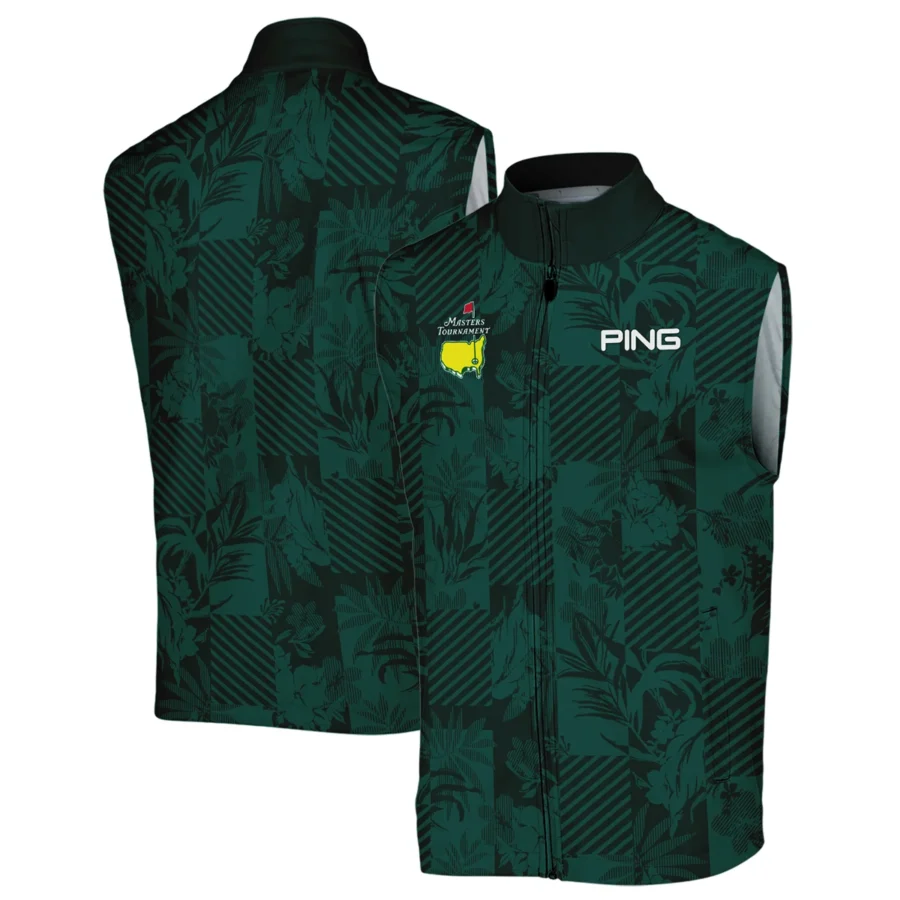 Tropical Leaves ,Foliage With Geometric Stripe Pattern Golf Masters Tournament Ping Sleeveless Jacket Style Classic Sleeveless Jacket