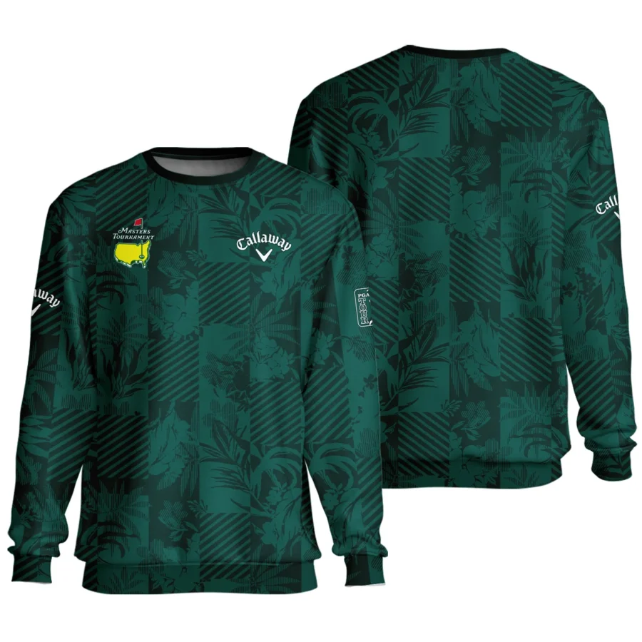 Tropical Leaves ,Foliage With Geometric Stripe Pattern Golf Masters Tournament Callaway Unisex Sweatshirt Style Classic Sweatshirt