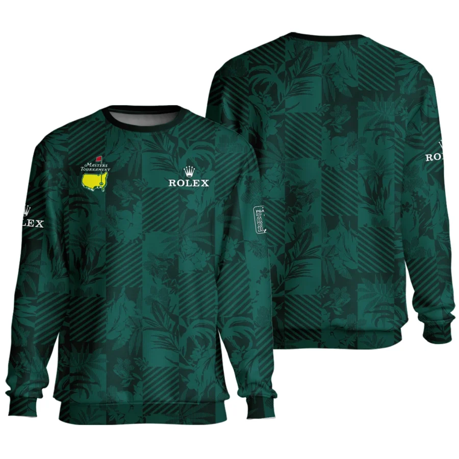 Tropical Leaves ,Foliage With Geometric Stripe Pattern Golf Masters Tournament Rolex Unisex Sweatshirt Style Classic Sweatshirt