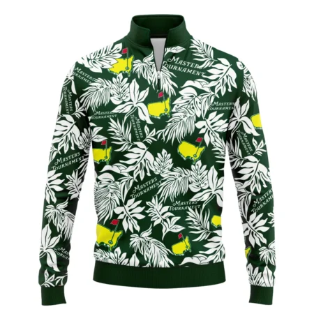 Hawaiian Tropical Leaves Pattern Golf Masters Tournament Quarter-Zip Jacket Style Classic Quarter-Zip Jacket