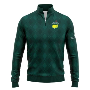 Dark Green Argyle Plaid Pattern Golf Masters Tournament Rolex Zipper Hoodie Shirt Style Classic Zipper Hoodie Shirt