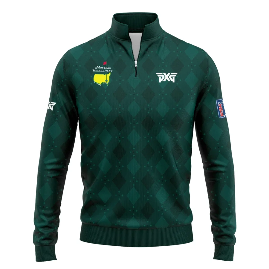 Dark Green Argyle Plaid Pattern Golf Masters Tournament Quarter-Zip Jacket Style Classic Quarter-Zip Jacket