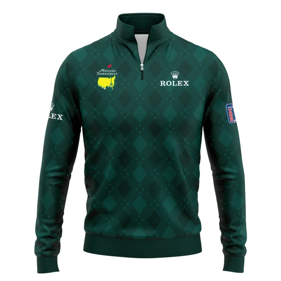 Dark Green Argyle Plaid Pattern Golf Masters Tournament Rolex Quarter-Zip Jacket Style Classic Quarter-Zip Jacket