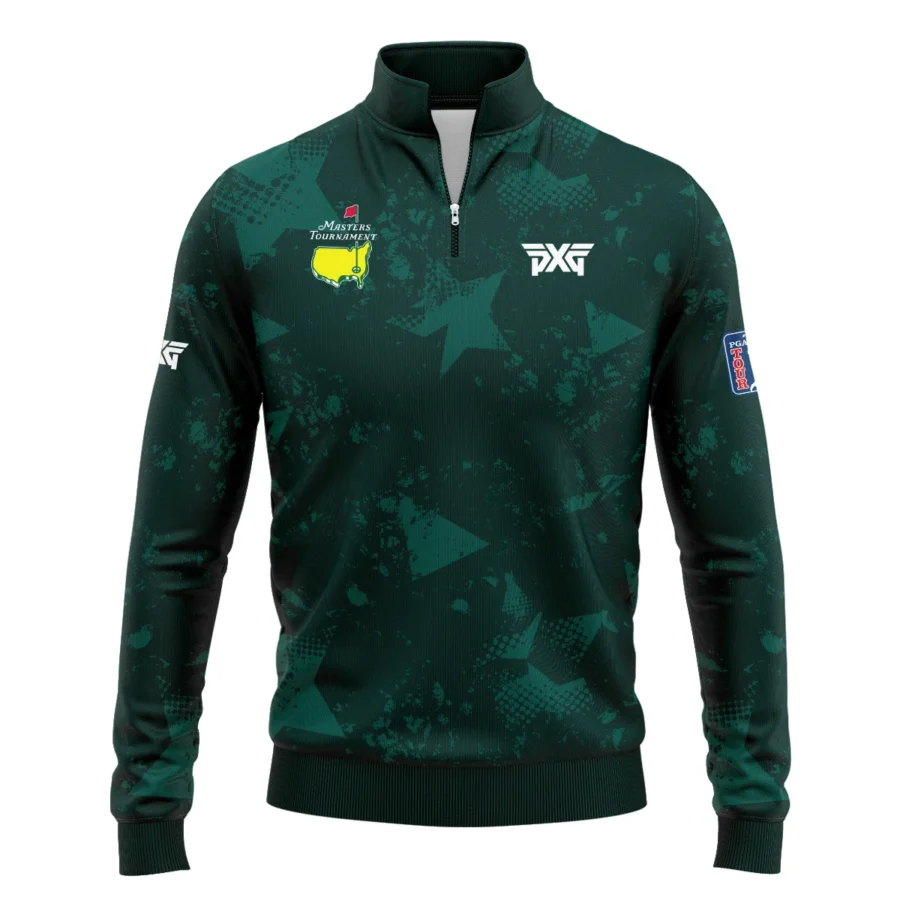 Dark Green Grunge Stars Pattern Golf Masters Tournament Quarter-Zip Jacket Style Classic Quarter-Zip Jacket