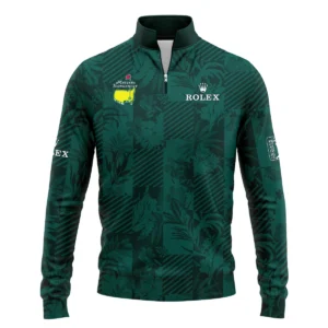 Tropical Leaves ,Foliage With Geometric Stripe Pattern Golf Masters Tournament Rolex Zipper Hoodie Shirt Style Classic Zipper Hoodie Shirt