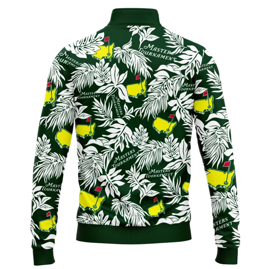 Hawaiian Tropical Leaves Pattern Golf Masters Tournament Quarter-Zip Jacket Style Classic Quarter-Zip Jacket