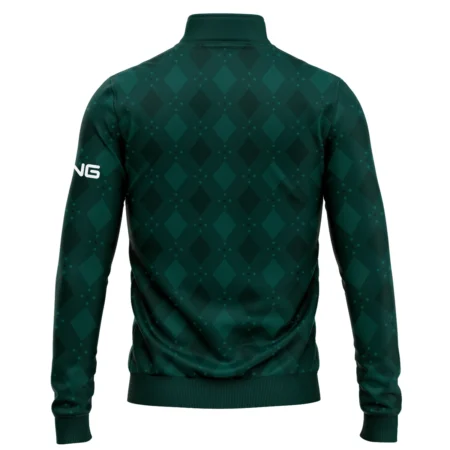 Dark Green Argyle Plaid Pattern Golf Masters Tournament Ping Quarter-Zip Jacket Style Classic Quarter-Zip Jacket