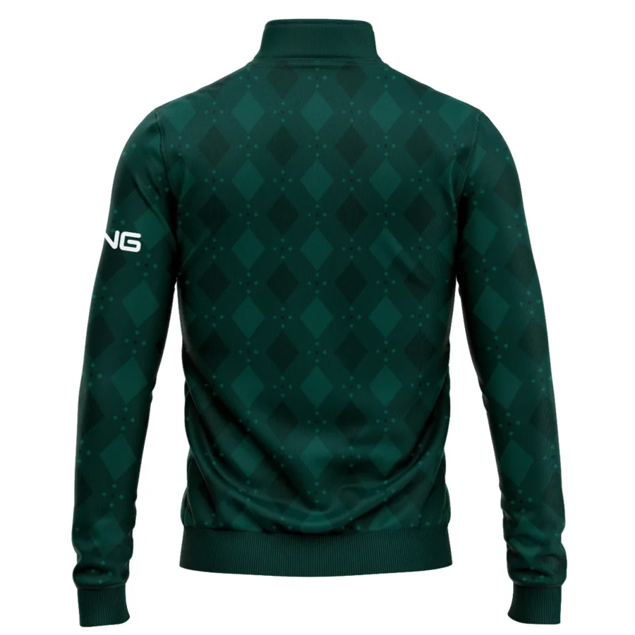 Dark Green Argyle Plaid Pattern Golf Masters Tournament Ping Quarter-Zip Jacket Style Classic Quarter-Zip Jacket