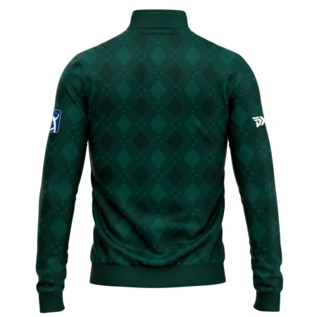 Dark Green Argyle Plaid Pattern Golf Masters Tournament Quarter-Zip Jacket Style Classic Quarter-Zip Jacket